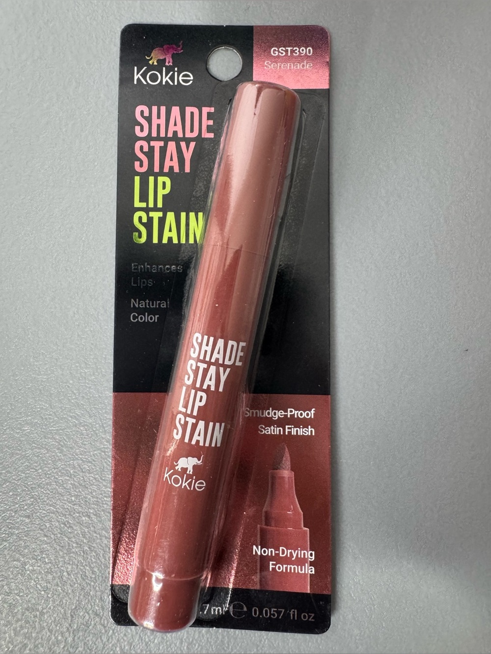 Kokie Shade Stay Lip Stain - Serenade (Warm Mauve Pink) enhances lips warm tone